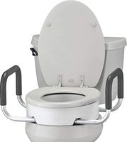 NOVA Toilet Seat Riser with Handles, Raised Toilet Seat (For Under Seat) with Padded Arms, For Elongated Toilet Seat
