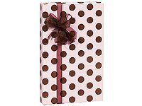 Light Blush Pink & Chocolate Brown Polka Dot Gift Wrap 16 Foot Roll