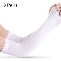 Arm Sleeves for Men Women - Silmy 3 Pairs UV Protection Cooling Arm Sleeves Sunblock Long Sun Sleeves Hands Arm Covers Long Sleeve for Cycling, Driving, Golf, Basketball & Outdoor Activity (White)