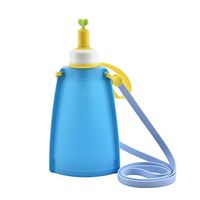 BESPORTBLE Collapsible Water Bag, 400ml Children Silicone Water Storage Carrier, Sports Foldable Water Container, Space-Saving Water Storage Bag for Hiking Travel Camping(Blue)