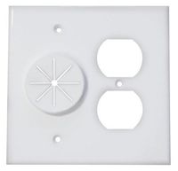 Midlite Double Gang Cable Pass Through Wall Plate Dual Outlet Cover - White