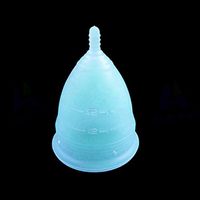 Women Menstrual Cup, 100% Medical Grade Silicone Cute Lady Feminine Cup Hygeine Copa Reusable Menstrual Cup Health Care - Tampon and Pad Alternative - (Blue, L)