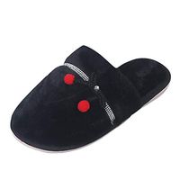 Theoylos Women's Fleece Slippers Soft Cozy Cotton Slippers Ladies Non-Slip Indoor Slippers Winter Slippers Boots Black