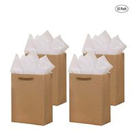 Kraft Paper Bags 10 Pcs 8x4x11 Inches | Brown Paper Bags with Tissue Paper, Shopping Bags, Retail Bags, Kraft Gift Bags with Soft Cloth Handles