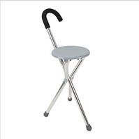Walking Stick Seat Cane Multi-Function Thick Stainless Steel Tripod Stool Crutche Simple Appearance Ergonomic Design Aluminum Alloy Portable