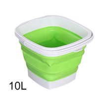 Aslion Collapsible Plastic Bucket Foldable Square Tub Portable Fishing Water Pail Outdoor (Green,10L)
