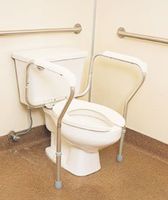 Toilet Safety Frame Anodized aluminum frame attached to a standard toliet. Easy attachment and detachment. Weight Capacity 300 lbs