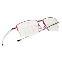 Progressive Multifocal Metal Reading Glasses Smart Zoom Folding Readers for Man & Women (1.5, Red)
