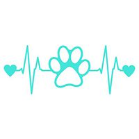 KCD Dog Paw Heartbeat Vinyl Decal Sticker | Cars Trucks Vans Walls Laptops Cups | Light Blue | 7.5 X 2.8 Inch | KCD1170LBL