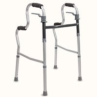 Walking Frame Folding Lightweight Aluminium 8 Levels Height Adjustable Secure Non Slip Walker Aid Handicapped and Disabled Users Forearm Support Walker 80-100Cm