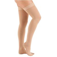 Support Plus Women's Firm Compression Hose - Opaque Thigh High Closed Toe Beige - XL