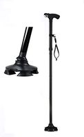 Short Cane - Self Standing Cane - with 4 Feet and Light - Hurry Before They are Gone - Best Walking Cane - As Seen On TV Cane - Foldable - Adjustable - Wrist Strap Black