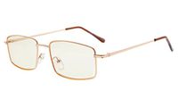 Eyekepper Spring Hinges Anti-Blue Ray/Anti-Strain Computer Reading Glasses (Gold/Amber Tinted Lens, 1.50)