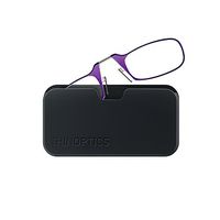ThinOptics Universal Pod Case + Rectangular Reading Glasses, Purple Frames / Black Case, +2.50