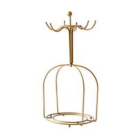 Coffee Cup Glass Mug Rack Hanging Storage Rack, Holder Stand Dishes Organizer for Tea Cups, Bracket, Gold Metal for Cups and Saucers
