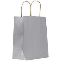 PTP - 8" x 5" x 10" - Hi Ho Silver (Solid) Kraft Paper Gift Tote Bags - 250 Count | Perfect for Restaurants, Birthdays, Weddings, Holidays and All Occasions