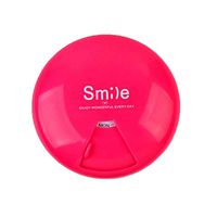 prettDliJUN Portable Smile Letter Design Printed Rotatable Pill Box Case | Medicine Storage Container Case Rose Red