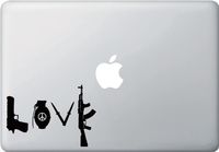 LOVE GUNS w/Peace Sign - Macbook or Laptop Decal (Black)