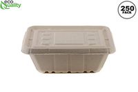 54oz Deep Disposable Rectangle Bowls with Fiber Lids [250 PACK] - 100% Biodegradable Sugarcane Bagasse Bamboo Fibers Sturdy Compostable Eco Friendly Environmental Paper Alternative Tree Free