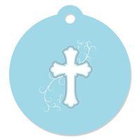 Little Miracle Boy Blue & Gray Cross - Baptism Party Favor Gift Tags (Set of 20)