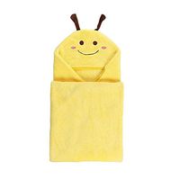 Kids Cute Animals Hooded Bath Towels for 3-10 Years Boys and Girls (Yellow Honeybee)