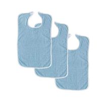 3 Terry Adult Bib with Hook and Loop Closure (3 Light Blue)