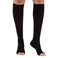 1 Pair Medical Grade Compression Socks, 23-32 MmHg Open Toe Stockings Calf Sleeve For Travel Athletes Sports (Color : Black, Size : XXL)