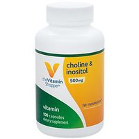 The Vitamin Shoppe Choline Inositol 500MG, Once Daily Supplement for Fat Metabolism Brain Health (100 Capsules)