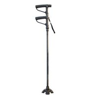 Crutches Old People's Power Cane Indoor and Outdoor Walking Sticks Aluminum Alloy Lights Four-Legged Cane Multi-Function Folding Double Handles Old Man Walking Stick Black,Black