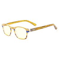 Blue light Blocking Reading Glasses Computer Colorful Spring Hinge Readers for Men and Women (1 Yellow Stripe, 3.5)