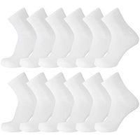 12 Pack of Premium Diabetic Cotton Quarter Length Athletic Sport Ankle Socks (White, 10-13)