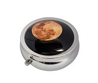 Halulu Honey Moon Full Moon Custom Fashion Round Glass Pill Case 2.1 Inch Tablet Holder Storage Bag Wallet