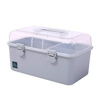 YOUTHUP Double-Layer Medicine Box, Family Capacity First Aid Kit, Suitable for Desktop Storage of Medicines, Skin Care Products (M, Gray)