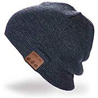 Wireless Beanie Music Knitted Hat Cap With Stereo Headphone Headset Speaker Wireless Mic Hands-free for Men Women Fitness Outdoor Sports Running Skiing Hiking Christmas Birthday Gifts (Dark Grey)