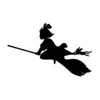 Leon Online Box Witch Fly Delivery Kiki - Vinyl Decal [12cm Black] Sticker for Car, iPad, Laptop, Helmet