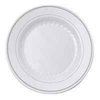 WNA Masterpiece 16 Count Plastic Plates, 7.5", White/Silver