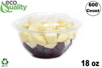 18oz Clear Disposable Salad Bowls with Lids (600 Pack) - Clear Plastic Disposable Salad Containers for Lunch To-Go, Salads, Fruits, Airtight, Leak Proof, Fresh, Meal Prep | Rose Bowl Container (18oz)