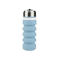 BESTONZON Collapsible Water Bottle Silicone Portable Leak Proof Foldable Travel Water Bottle for Outdoors Sports Camping Travel (Sky-Blue)