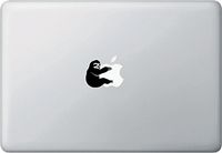 Sloth Hugging Design 1 - D1 - Laptop Decal - Copyright 2015 Yadda-Yadda Design Co. (1.5" w x 1.5" h) (Black)