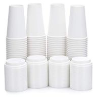 DOBI (100 Pack) 16 oz. Paper Coffee Cups with Lids, white - Disposable Paper Cups w/Plastic Lids for All Your Hot Drinks Needs