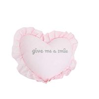 Freeby Ruffled Heart Shape Pillow Shams Soft and Comfortable Embroidered Decorative Pillow Soft Car Cushion (Pink)