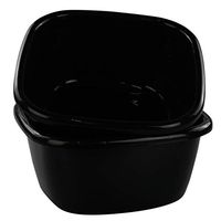 Qsbon 2-PACK Plastic Wash Basin/Dish Pan Tub, Black