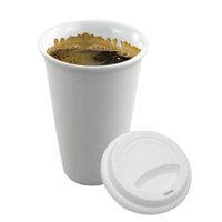 SafePro 100 Paper Coffee Cup/Disposable Hot Cup 10 oz. WHITE with 100 Cappuccino Lids