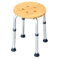 Giantex Bamboo Shower Seat Bench Round Shower Seat W/Slip-Resistant Rubber, Waterproof Surface Bathroom Organizer Bathroom Shower Stool