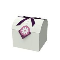 EndlessArtUS Gift Box 9x9x8 L Purple Treasure Chest Box - Easy to Assemble & Reusable - No Glue Required - Ribbon and Gift Tag Included - EZ Chest Box