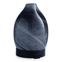 Airomé Obsidian Hand-Blown Glass Essential Oil Diffuser|100 mL Humidifying Ultrasonic Aromatherapy Diffuser with 8 Colorful LED Lights, Intermittent or Continual Mist Auto Shut-Off, Black And White