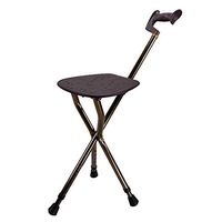 Cane Seat Old People Folding Adjustable Height Walking Chair Stool Capacity Combo Three-Legged Stick Safety Load-Bearing 400 lbs Function Aids Massage Travel Aid Aluminum Alloy Walker