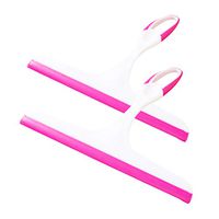 Aimik 2PCS Window Squeegee, Gentle Glass Wiper Glass Scraper Glass Wiper Window Glass Cleaner Home Tools Soap Cleaner Soft Silicone Blade Home Shower Bathroom Mirror Scraper (Hot Pink)