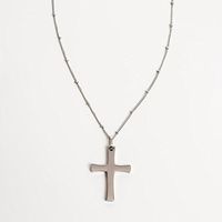 Magnetic Necklace Silver Cross with Ball Chain