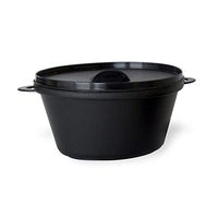 Black Pot with Lid (Case of 144), PacknWood - Recyclable Plastic Containers (12 oz, 5.9" x 3.8" x 2.8") 209MBCOC350